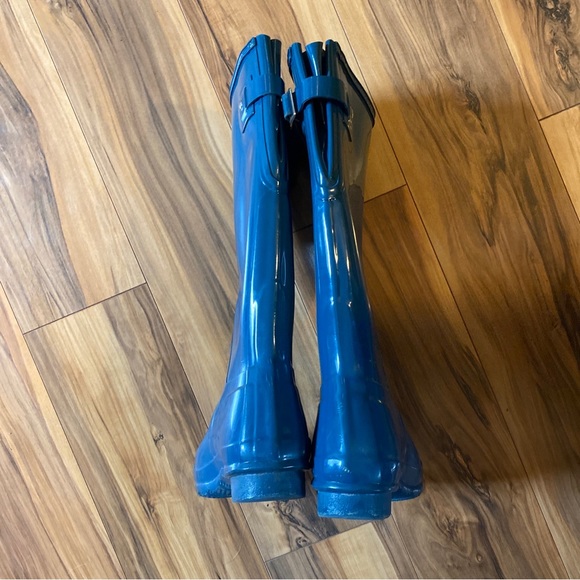 Hunter Boots Original Gloss Tall 6M Turquoise Teal - Picture 2 of 9